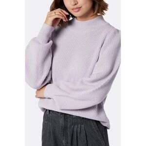 JOIE Tandou Mockneck 100% Wool Sweater‎ Bishop Sleeve in Misty Lilac Purple Sz L